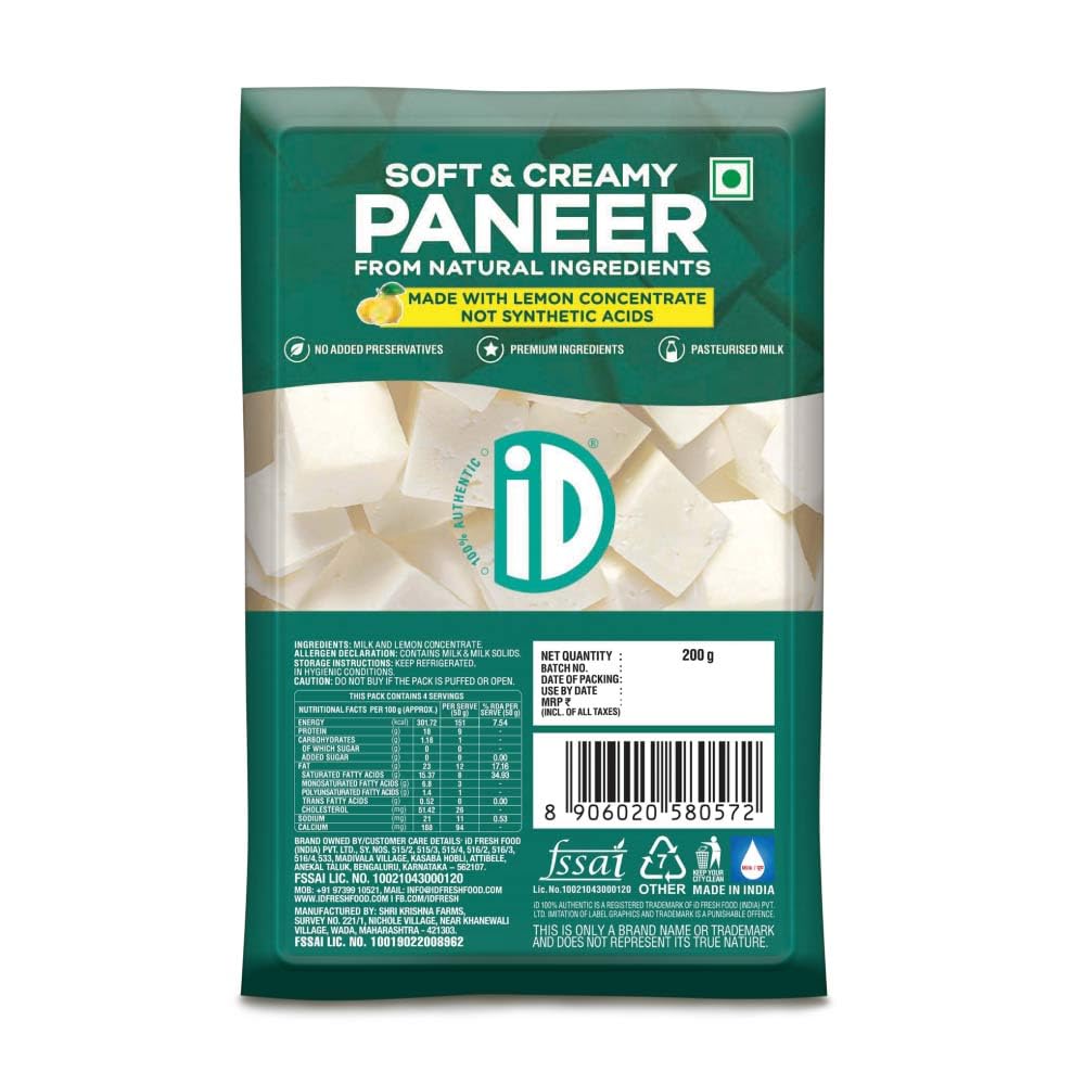 iD fresho! Soft & Creamy Paneer, 200 g